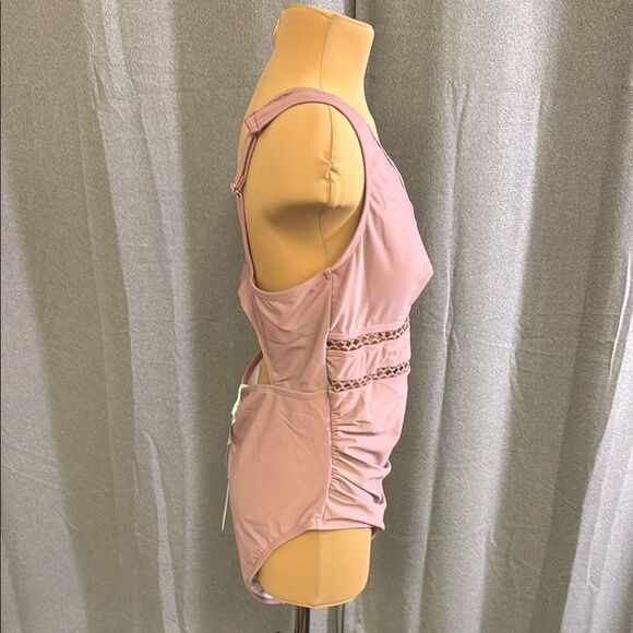 CupShe Pink One-Piece Swimsuit with Lace Details - Picture 10 of 14